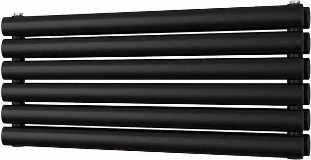Omeara Axis Black Horizontal Double Panel Radiator W: 80 cm, D: 34.8 cm, H: 108.9 cm