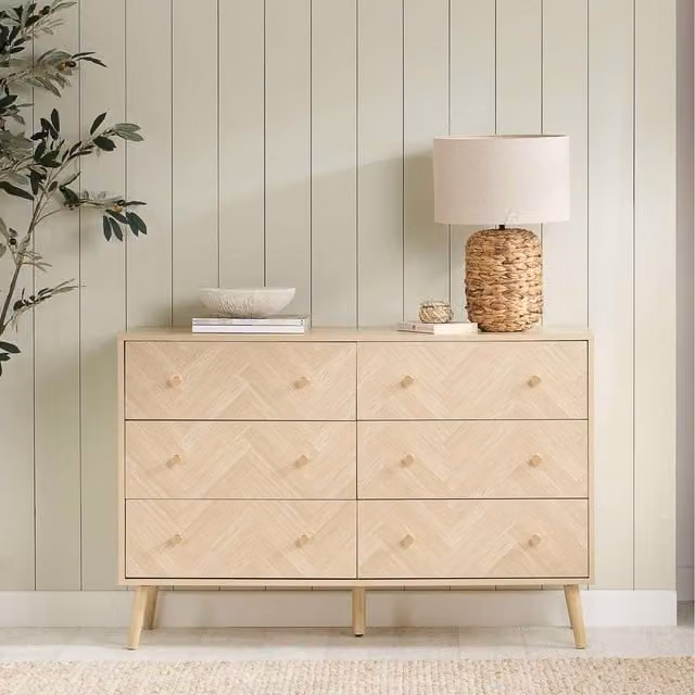 Birlea Herringford 6 Drawer Oak Brown Wooden Chest