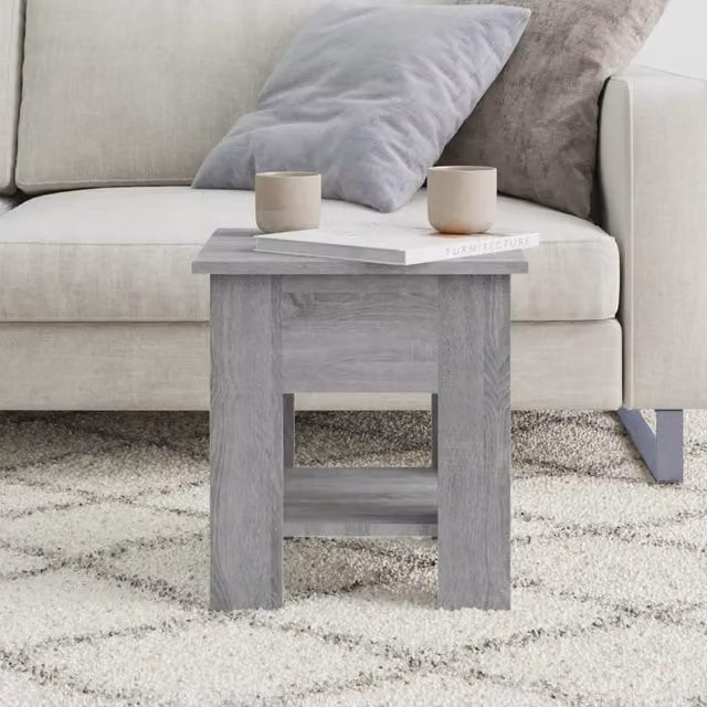 Berkfield Home Modern Square Coffee Table in Grey Sonoma, W/D/H: 40 x 40 x 42 cm