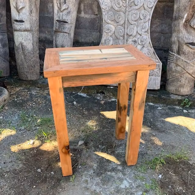 KDMK Handmade Recycled Teak Tall Display Table in Brown