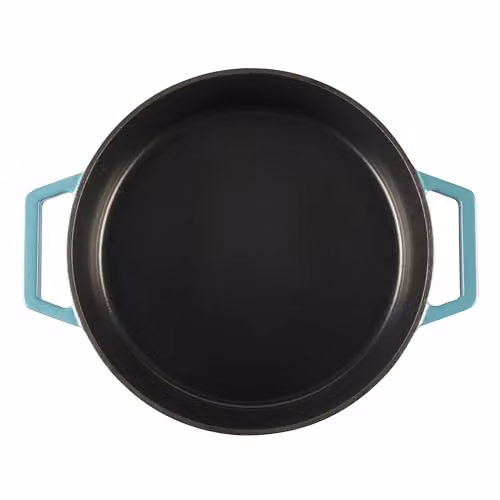 Cooks Professional Enamelled Cast Iron Shallow Casserole Dish with Lid and Handles, 28 cm, 4.3 l, Petrol – 3