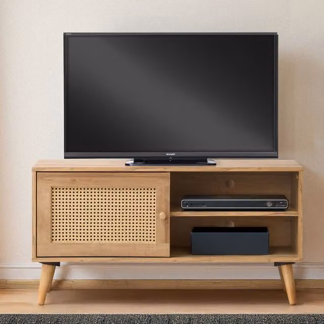 Swish Furniture Manila Rattan 1 Door Small TV Unit in Oak Brown