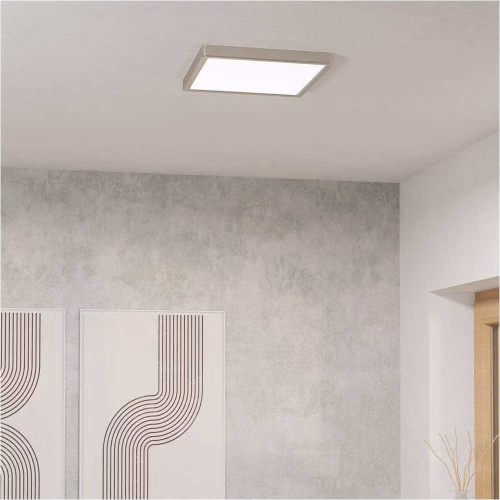 Loops Square LED Ceiling Light in Silver Metal with Glass Shade – 2