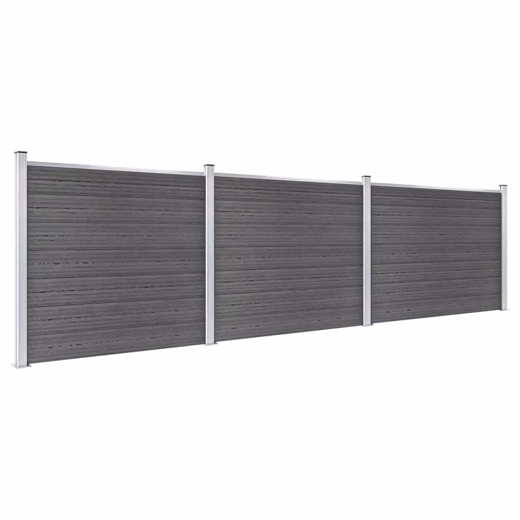 Berkfield Home WPC Fence Panel Set, Black, W: 526 cm, H: 146 cm – 2