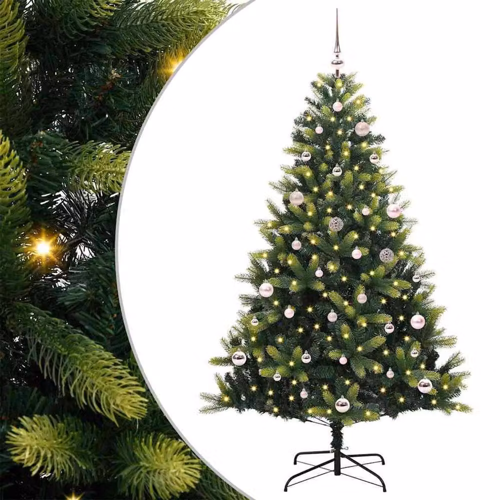 Berkfield Home Realistic Artificial Hinged Christmas Tree with 150 LEDs, Green, Height: 150 cm – 2