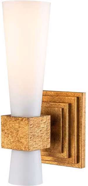 Netlighting Kristy Contemporary Candle Wall Lamp in Distressed Gold with Glass and Metal Details, E27