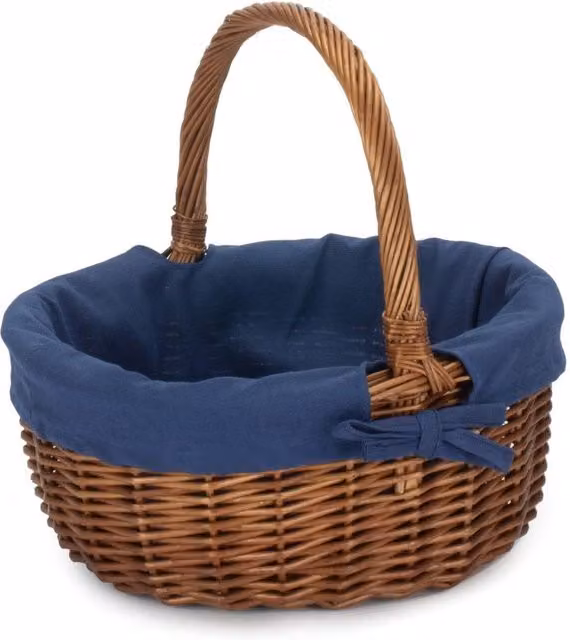 Red Hamper Navy Blue Wicker Oval Shopping Basket with Cotton Lining and Handles W/D/H: 30 x 25 x 13 cm – 1