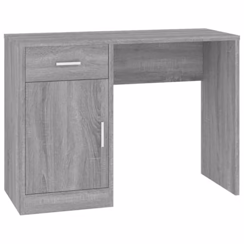 vidaXL Computer Desk with Drawer and Cabinet in Grey Sonoma, W/D/H: 100 x 40 x 73 cm