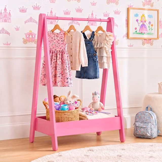 Vida Designs Junior Vida Kids Clothes Rack in Pink Pine Wood