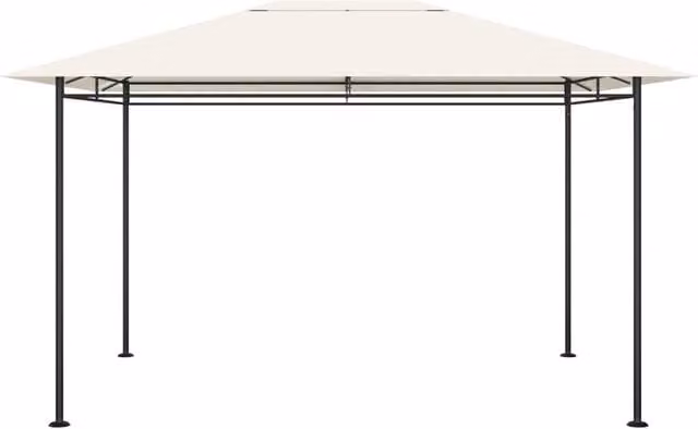 Berkfield Home Hip Gazebo in Beige and White with Steel Frame, W: 384 cm, D: 281 cm, H: 270 cm