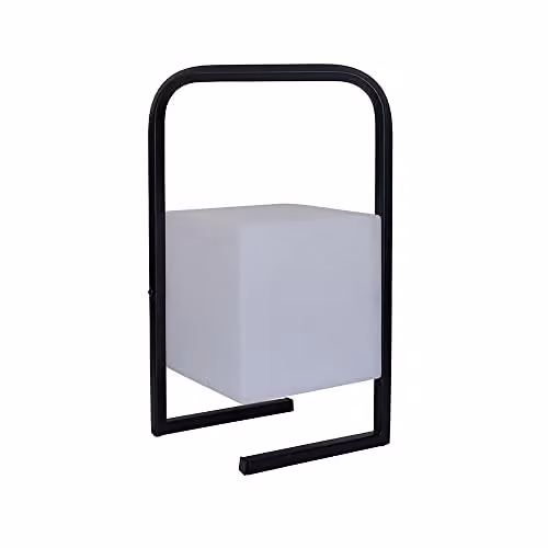 MiniSun Contemporary Black Metal Wire Lantern Table Lamp with Rechargeable RGB LED Cube Shade
