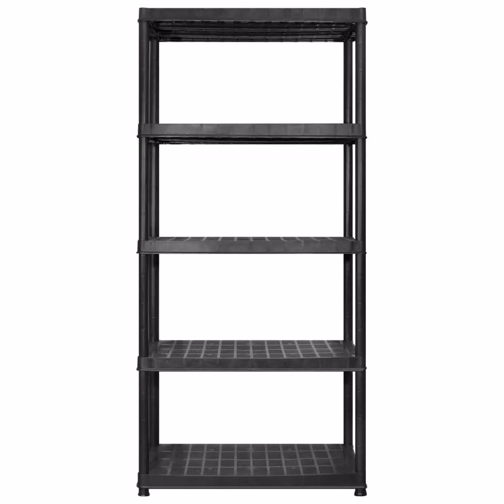 Berkfield Home 5-Tier Freestanding Storage Shelf in Black Plastic, W/D/H: 366 x 45.7 x 185 cm – 2