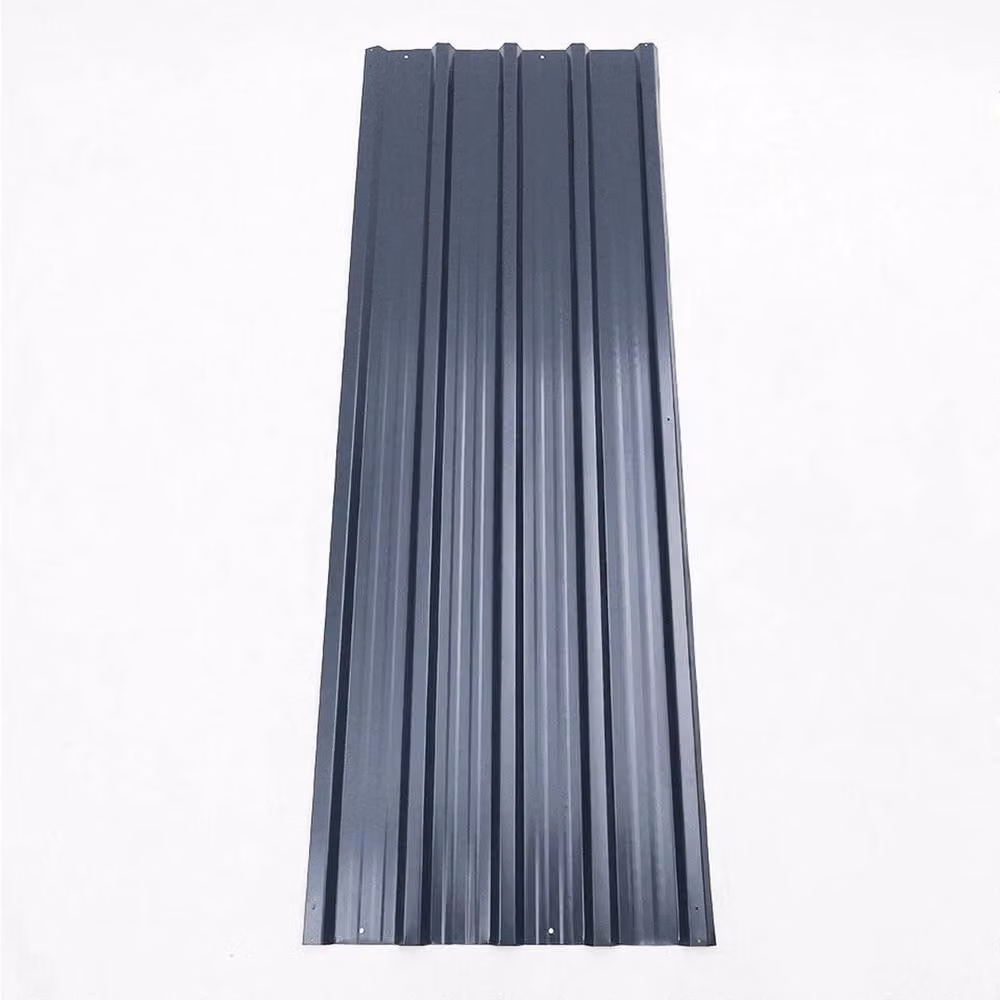 FLAVORA 12-Piece Dark Grey Corrugated Galvanised Metal Roof Sheets, W: 52 cm, L: 1000 cm – 2