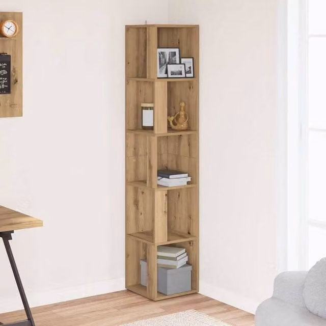 Berkfield Home Classic Corner Cabinet in Artisan Oak, Brown, W/D/H: 33 x 33 x 165 cm