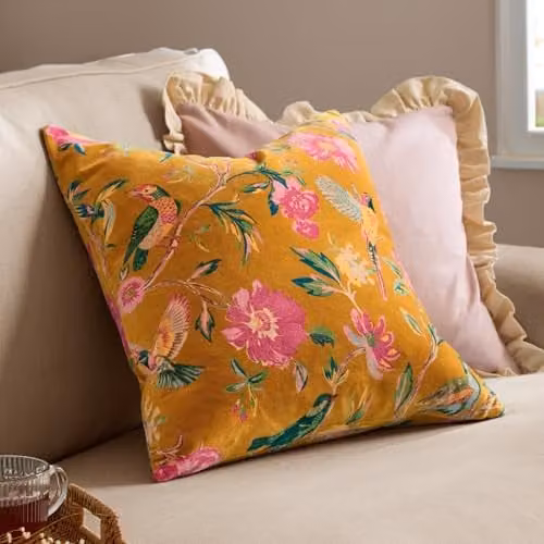 Riva Home Wylder Aviary Gold Cotton Velvet Decorative Cushion, W/D/H: 50 x 50 x 5 cm – 3