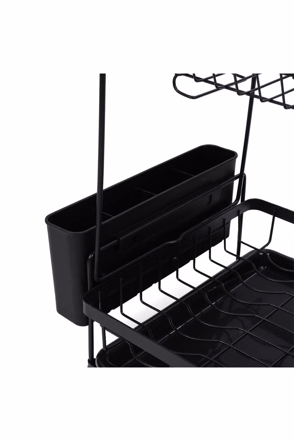 Garden Sanctuary 2 Tier Dish Drying Rack with Drip Tray and Cutlery Holder in Black – 4