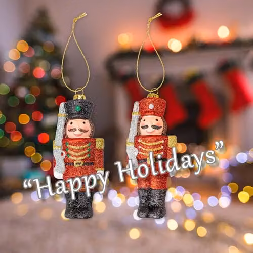 VFM e-Store Red Glitter Soldier Nutcracker Christmas Tree Hanging Ornament, H 14.5 x W 6 x D 3.5 cm – 5