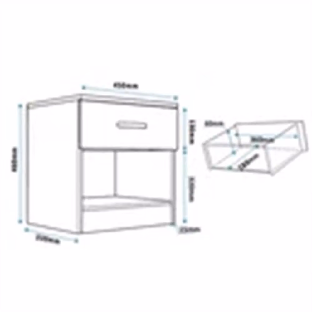 Nordara White High Gloss Minimalist Bedroom Bedside Table, Width: 100 cm – 2