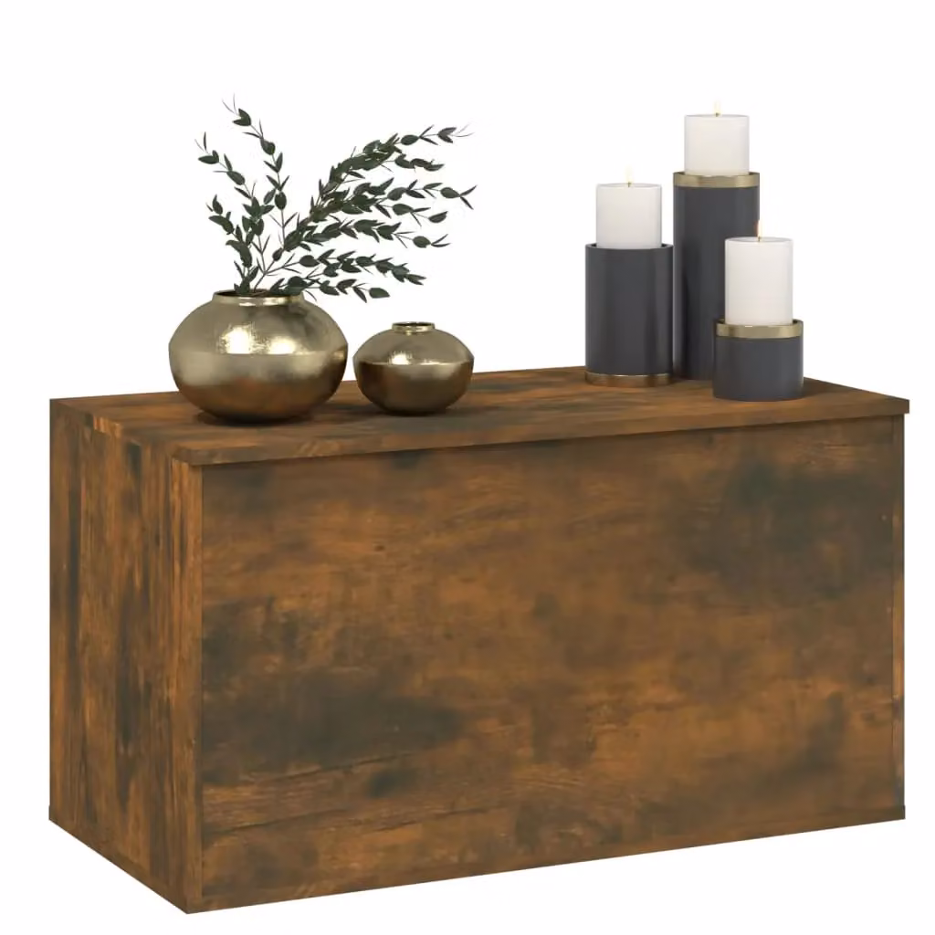 Berkfield Home Smoked Oak Storage Chest in Brown, W/D/H: 84 x 42 x 46 cm – 2