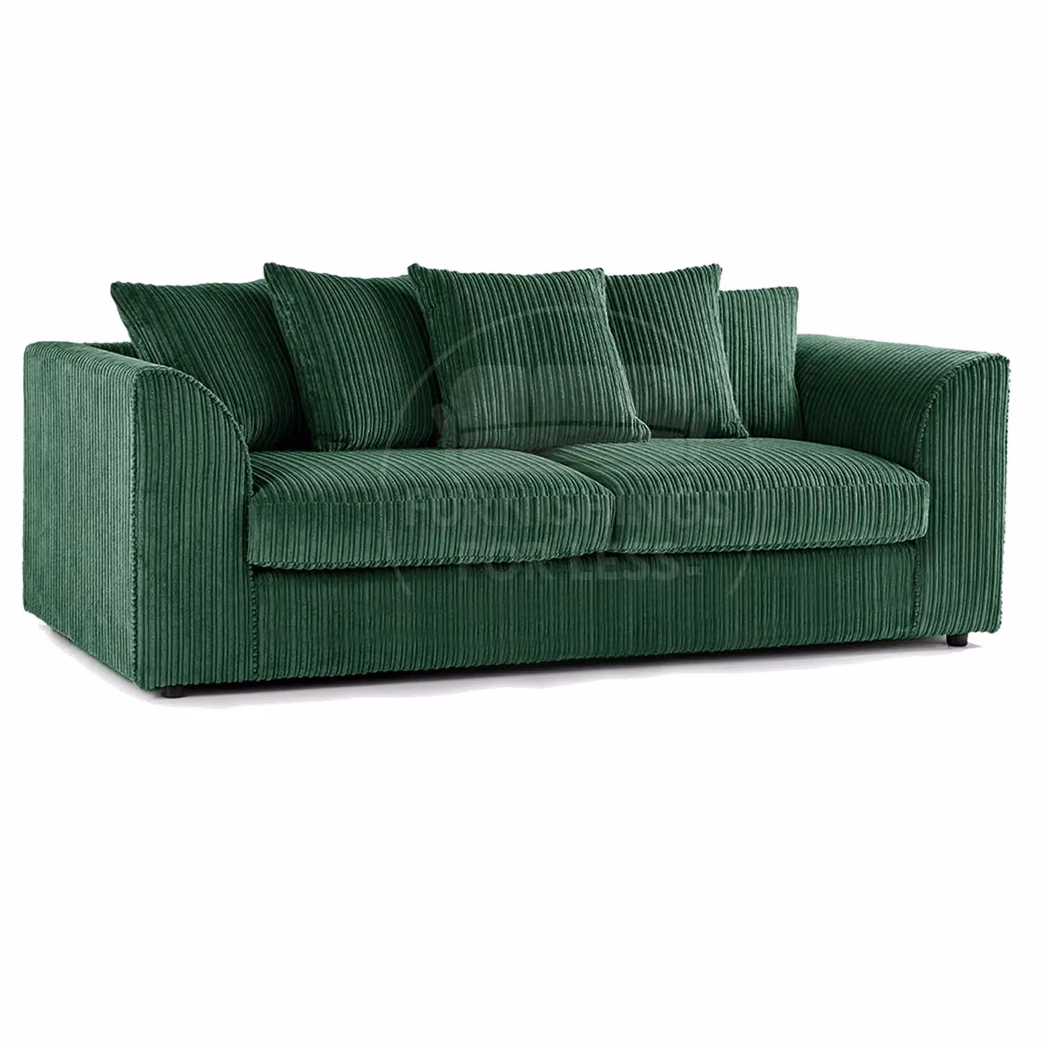 Furnishings For Less UK Luxor 3 Piece Sofa Suite in Green Jumbo Cord Fabric with Scatter Cushions – 2