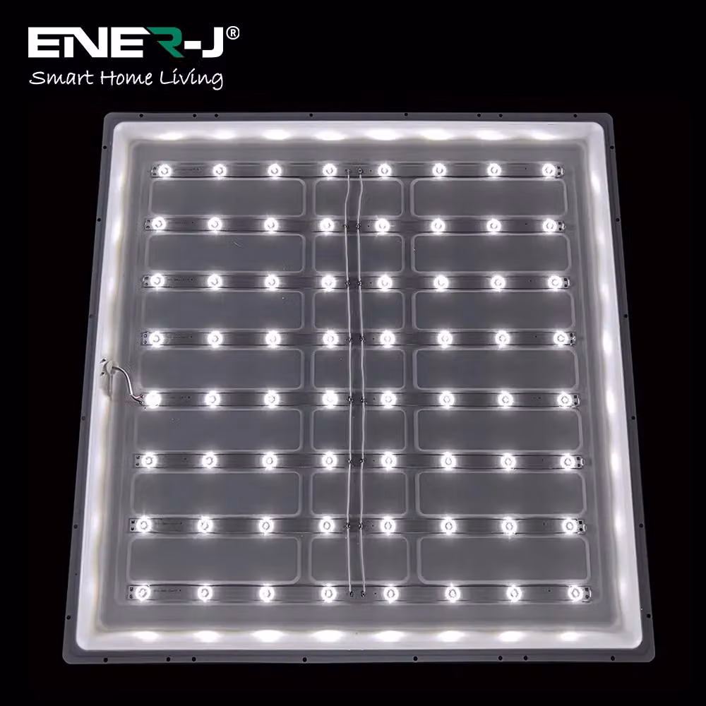 ENER-J Pack of 2 LED Backlit Recessed Ceiling Panel Lights, White, 40W, 4000K, 60 x 60 cm, H: 19 cm – 3