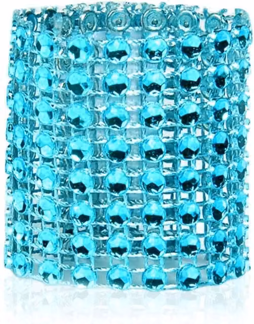 Trimming Shop Geometric Round Rhinestone Napkin Rings in Petrol Blue