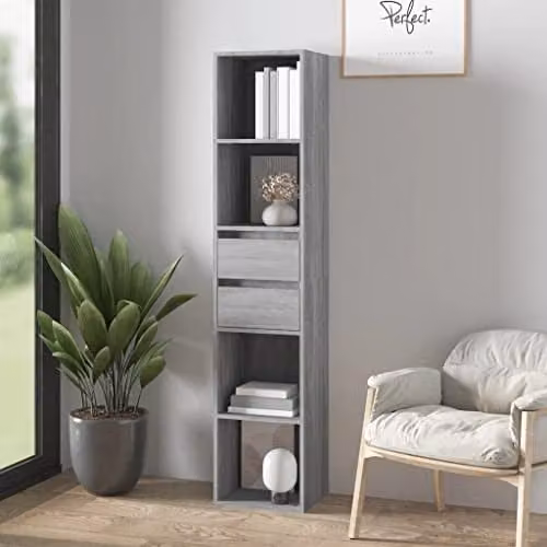 vidaXL Grey Sonoma Book Cabinet in Engineered Wood W/D/H: 36 x 30 x 171 cm – 2