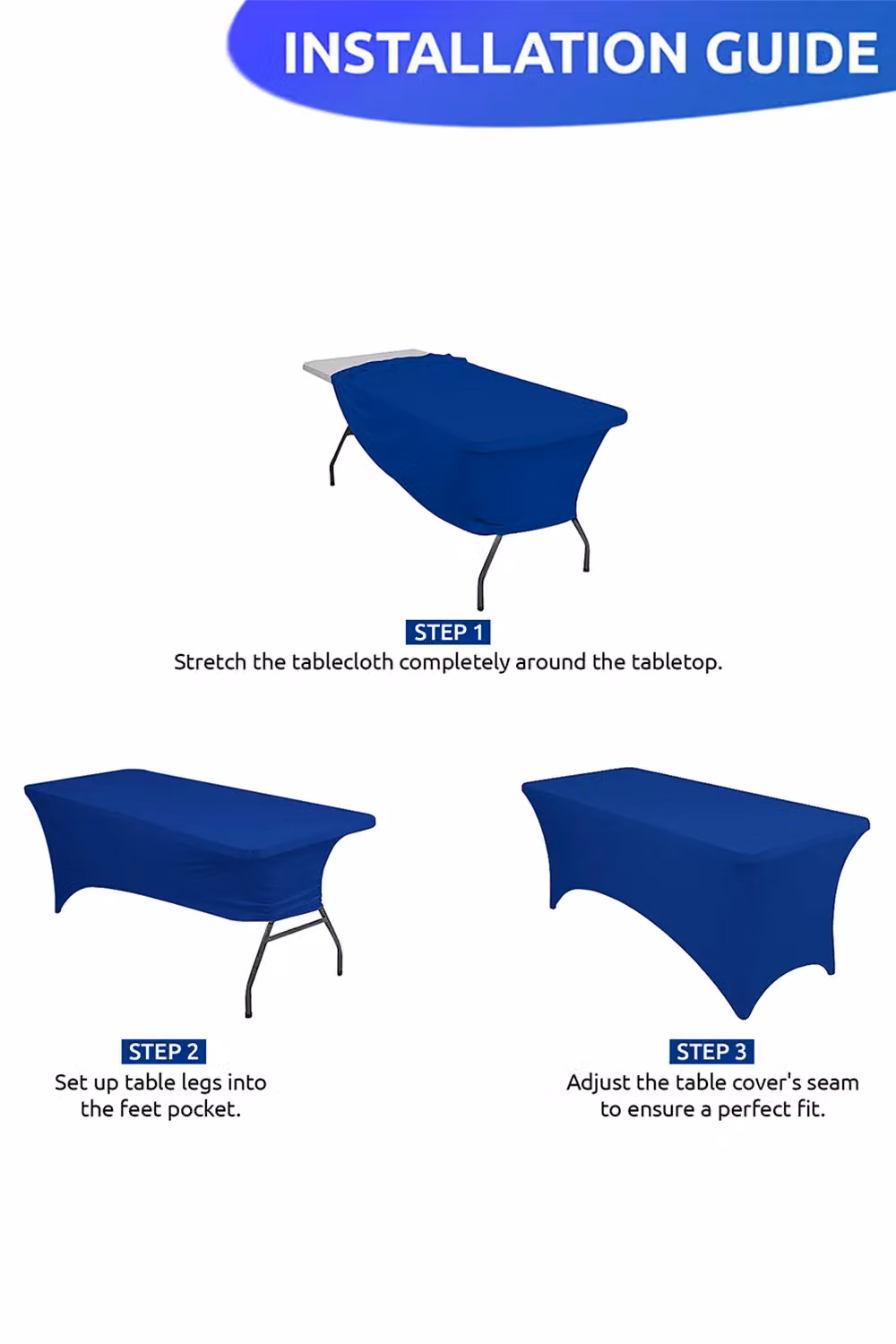 Neel Blue Elastic Spandex Rectangular Patio Tablecloth in Blue – 4