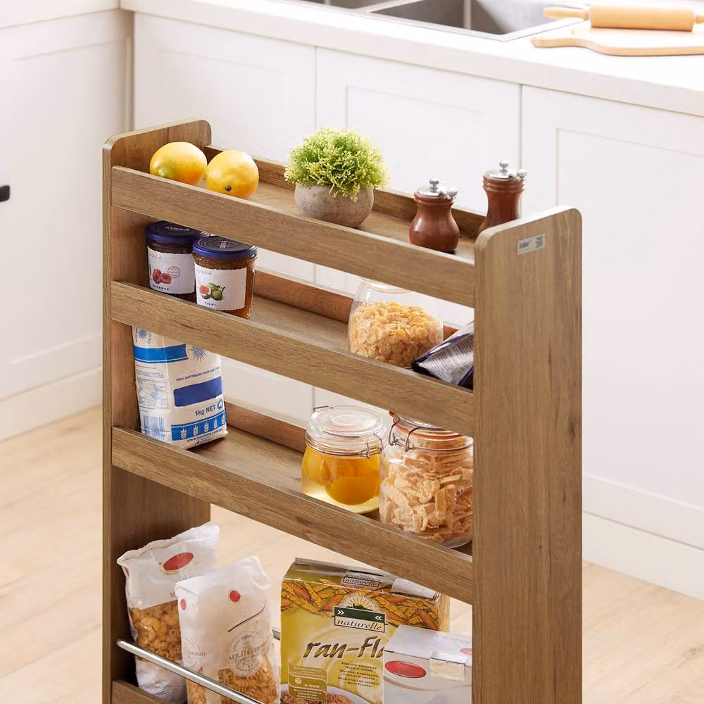 SoBuy Slim Kitchen Trolley with 4 Shelves and Castors in Brown – 5