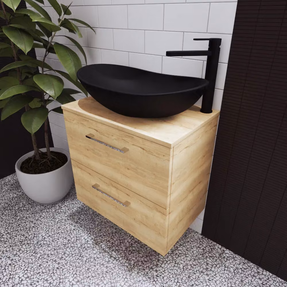 Balterley Oval Countertop Vessel Basin in Black, W: 61.5 cm, D: 36.0 cm, H: 15.5 cm – 4