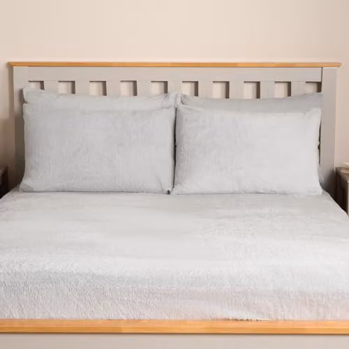 OHS 2 Pack Thermal Teddy Fleece Pillowcase Covers in Grey – 2