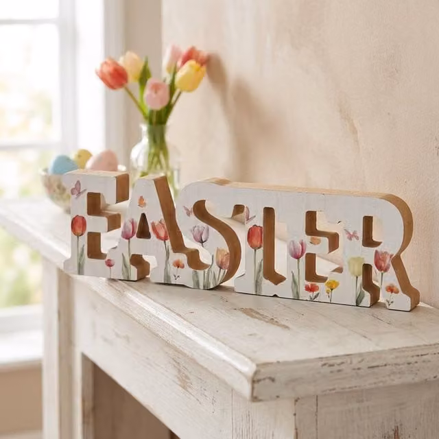 Garden Greatness Multicolour Tulip Print Wooden Easter Sign