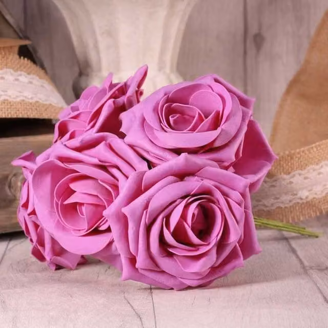 Kingsbury Gifts Bunch of 5 Foam Open Tea Roses in Dusky Pink