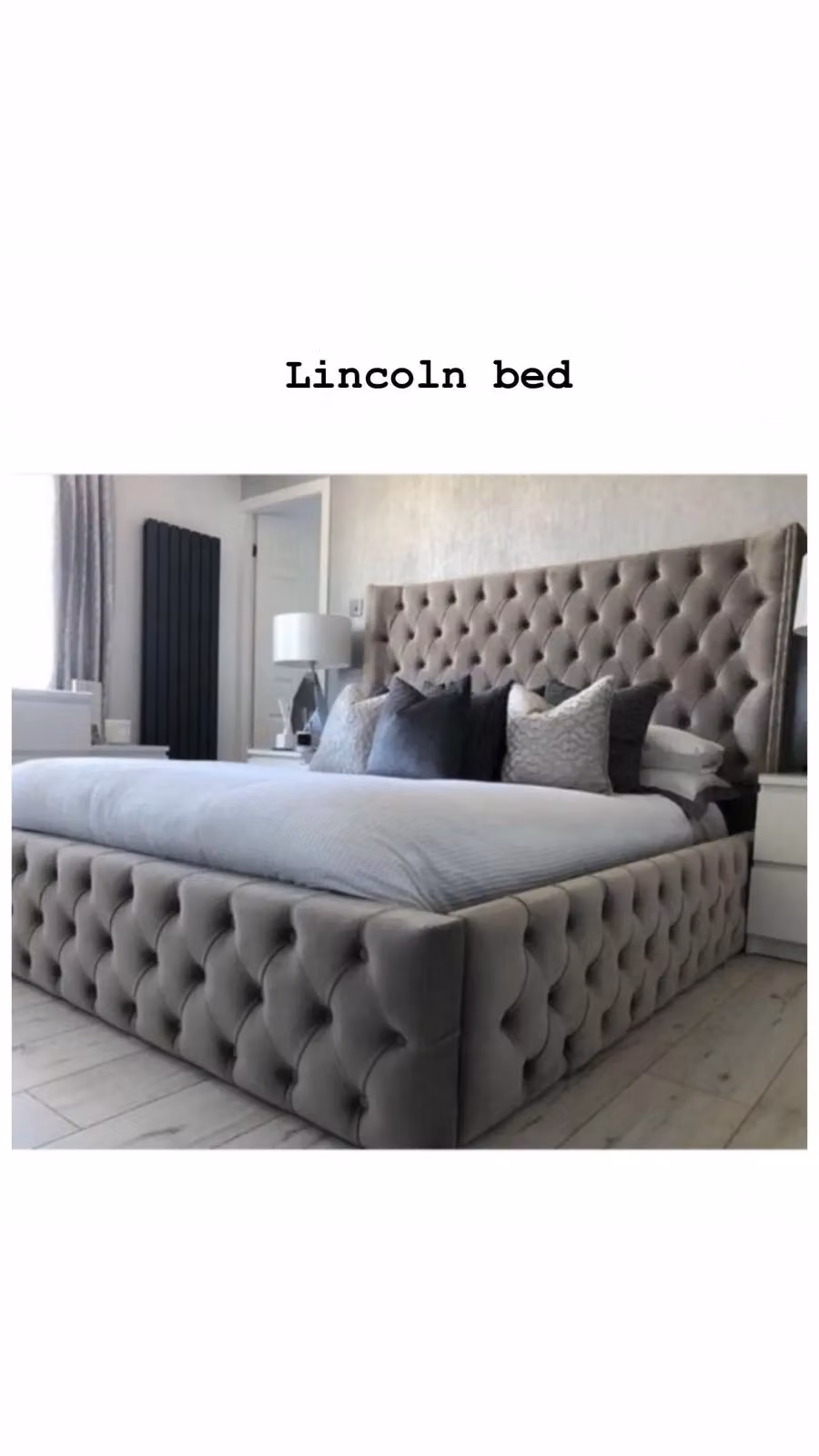 HOB Furniture Lincoln Upholstered Double Bed in Black and Grey – 2