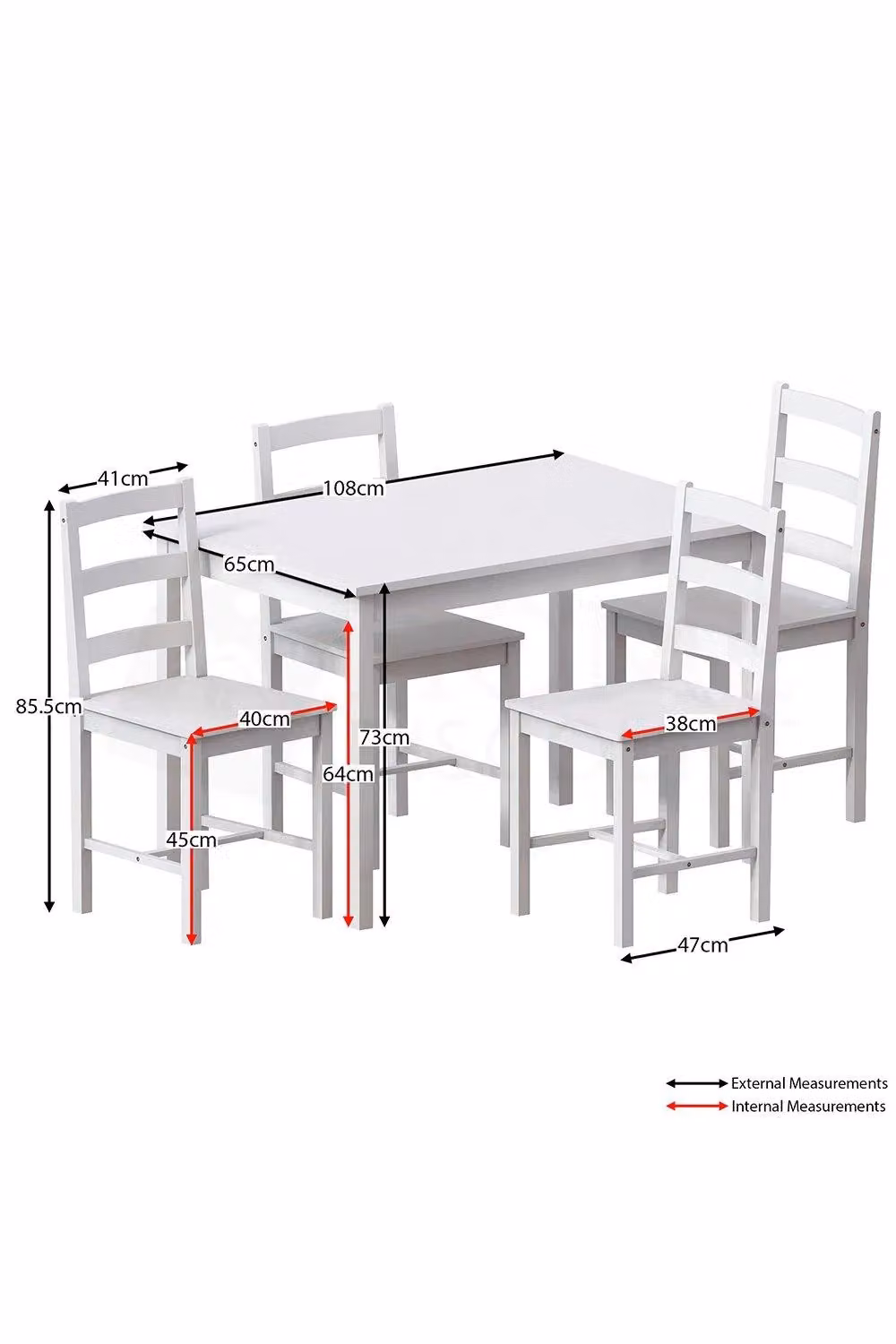 Vida Designs Yorkshire 4 Seater Dining Set in White Solid Pine – 2
