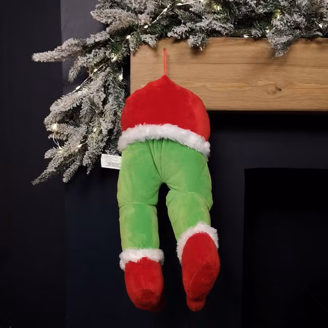 Premier Hanging Animated Christmas Elf Legs Figure in Red, Green and Multicolour, 32cm – 2