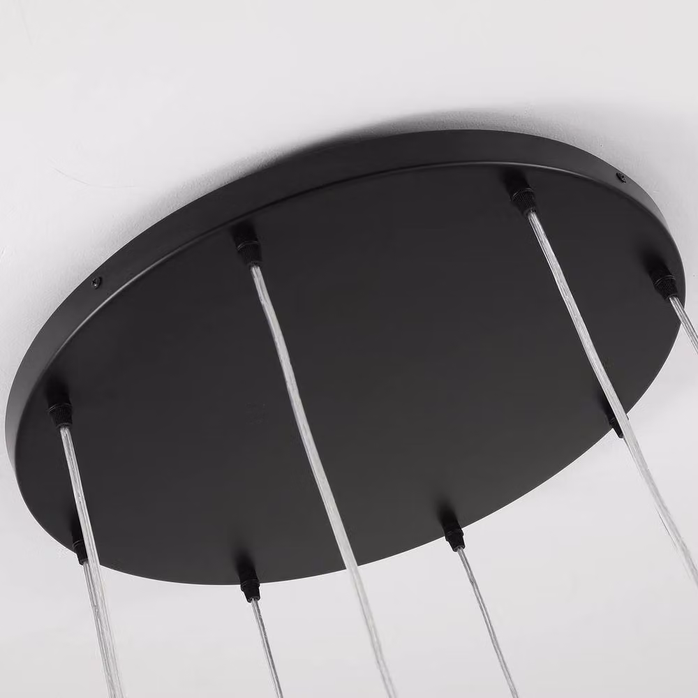 NIVOR Black Industrial Cluster Staircase Chandelier, Height Adjustable E27 Pendant Light for Hallways and Stairs – 5