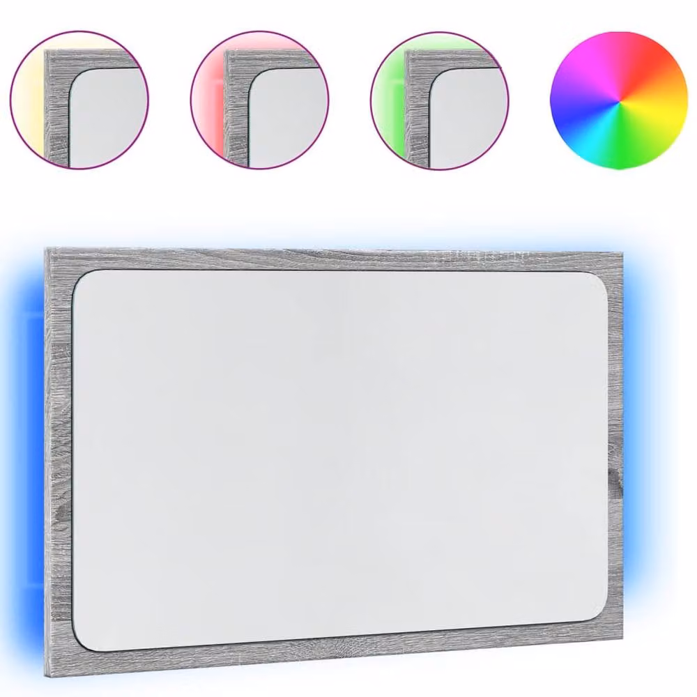 Berkfield Home LED Bathroom Mirror in Grey Sonoma, W/D/H: 60 x 8.5 x 38 cm – 2
