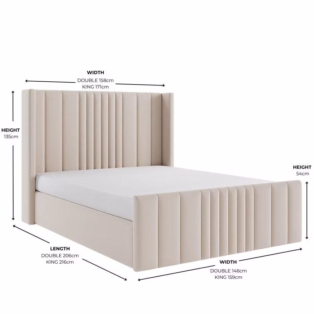 Modish Furnishing Mika Cream Velvet Upholstered Ottoman Storage Bed, W/D/H: 180 x 200 cm – 2