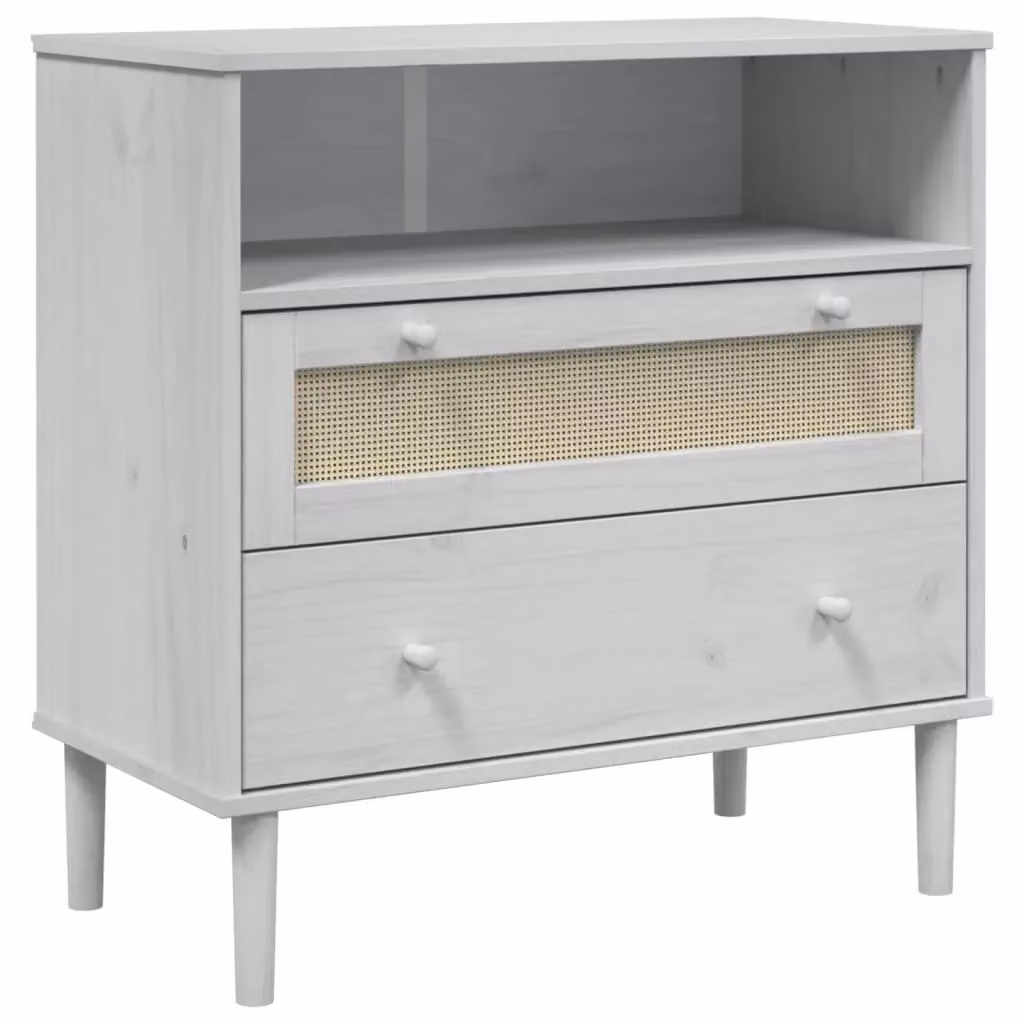 Berkfield Home SENJA Sideboard in White Rattan Look Solid Pine Wood, W/D/H: 80 x 40 x 80 cm – 2