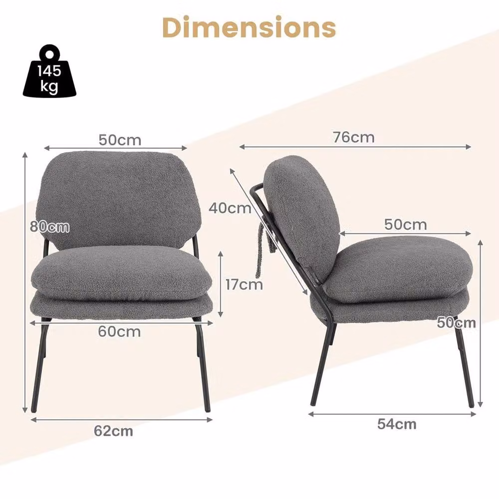 SPETLEK Modern Armless Accent Chair in Grey – 2