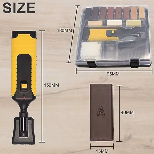 ATEK 19-Piece Laminate Floor Wax Repair Kit with Heating Gun in Brown, Beige, Grey and Multicolour – 3