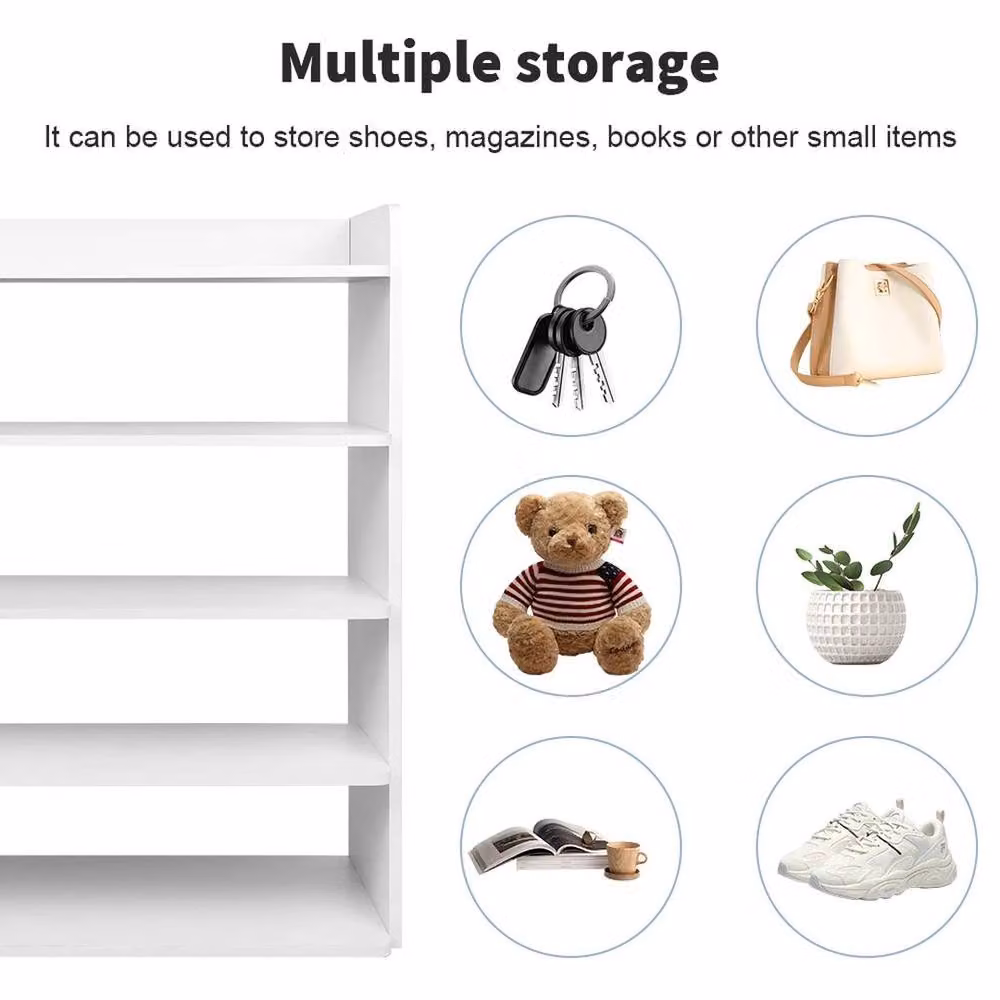 EONLION 5 Tier White MDF Shoe Cabinet Storage Cupboard – 2