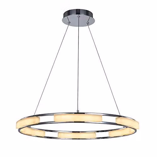 Italux Theodore Modern LED Dimmable Ring Pendant Light in Chrome with Warm White 3000K 2520lm