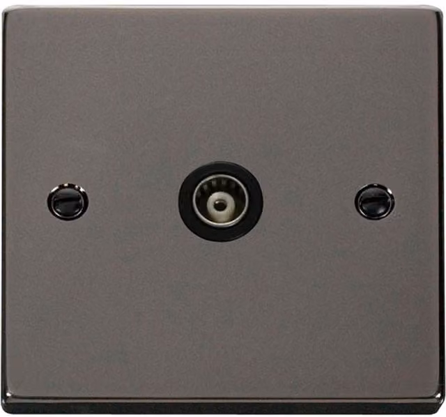 SE HOME Black Flush Single Isolated Coaxial Socket in Black