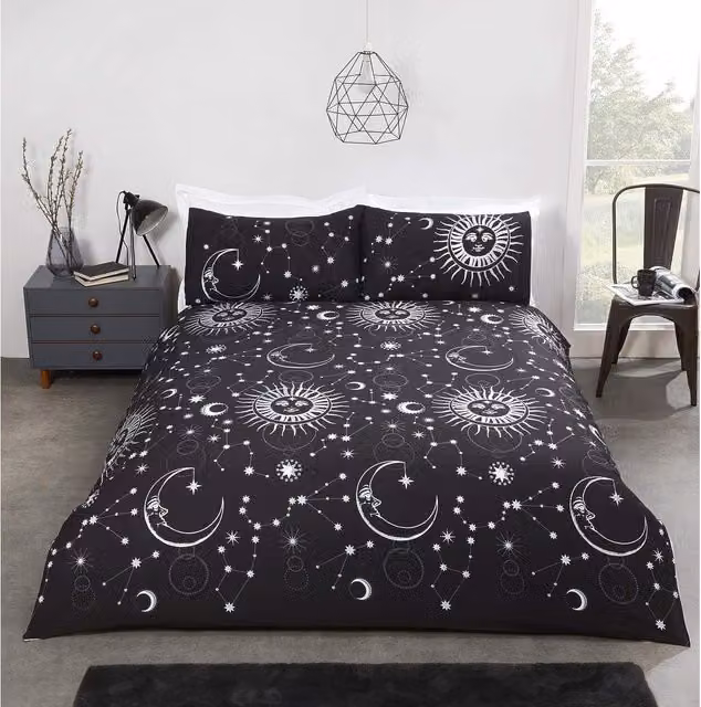 Rapport Celestial Stars Duvet Cover Set, Black, W: 140 cm, L: 200 cm