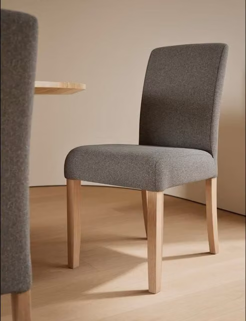 Gallery Direct Malton Set of 2 Dining Chairs in Charcoal Grey Fabric and Beech Wood