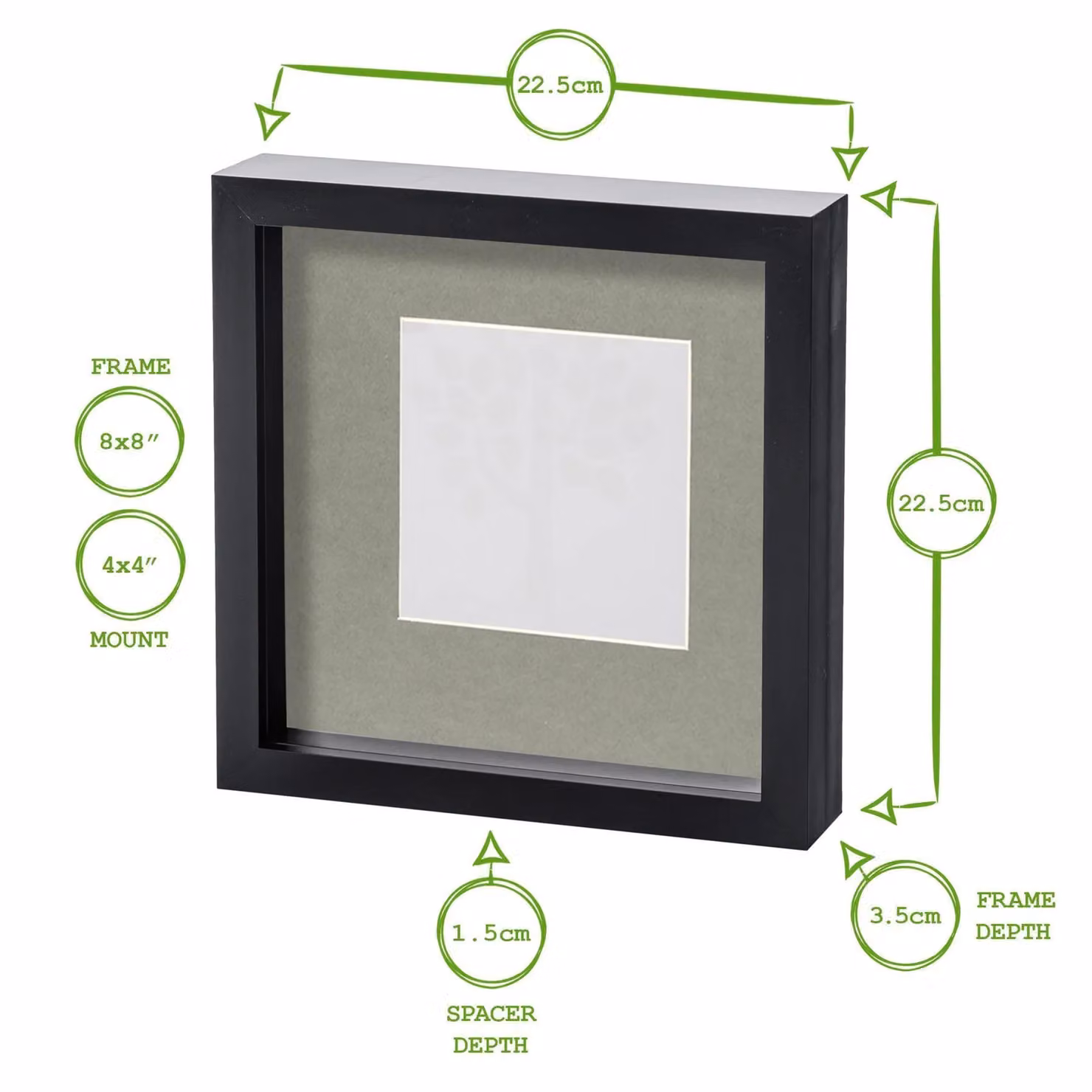 Nicola Spring Pack of 2 Square 3D Box Photo Frames in Black and White – 3