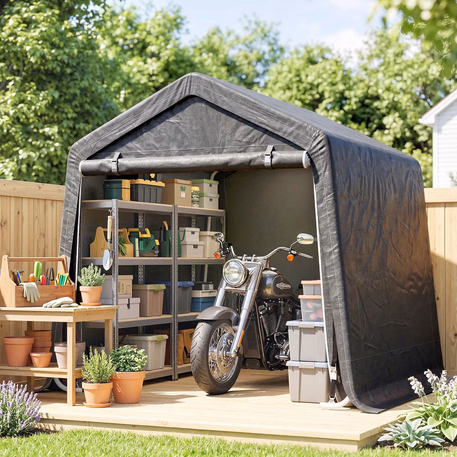 Outsunny Dark Grey Outdoor Gable Tent with Metal Frame and Double Zipper Doors, W: 280 cm, D: 240 cm, H: 185 cm – 2