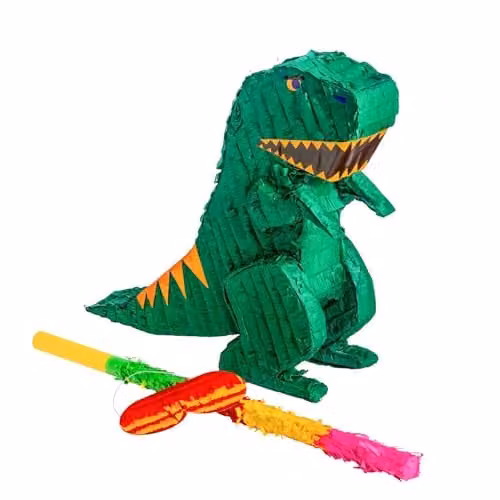 Fax Potato Rex the Dinosaur Pinata with Rainbow Buster Stick and Blindfold Set, Multicolour, W40 x D13 x H55 cm – 1
